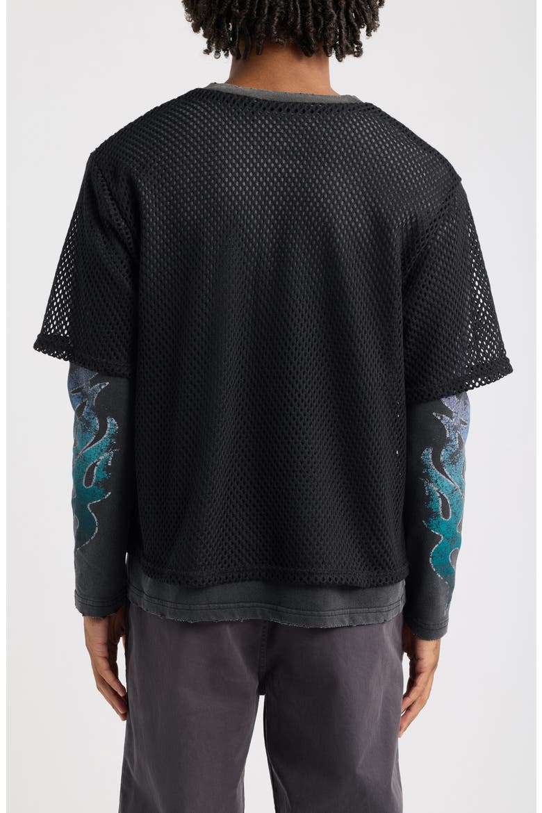 Mesh Overlay Long Sleeve Graphic T-Shirt, Alternate, color, VINTAGE BLACK