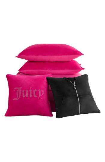 Juicy Couture Pink Velour Comforter Set In Hot Pink