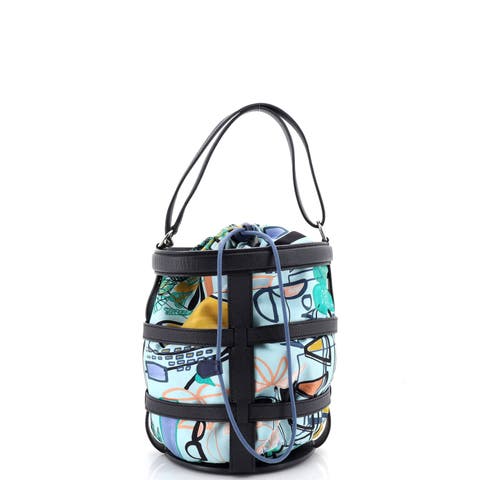Musardine Bucket Bag Printed Silk with Leather