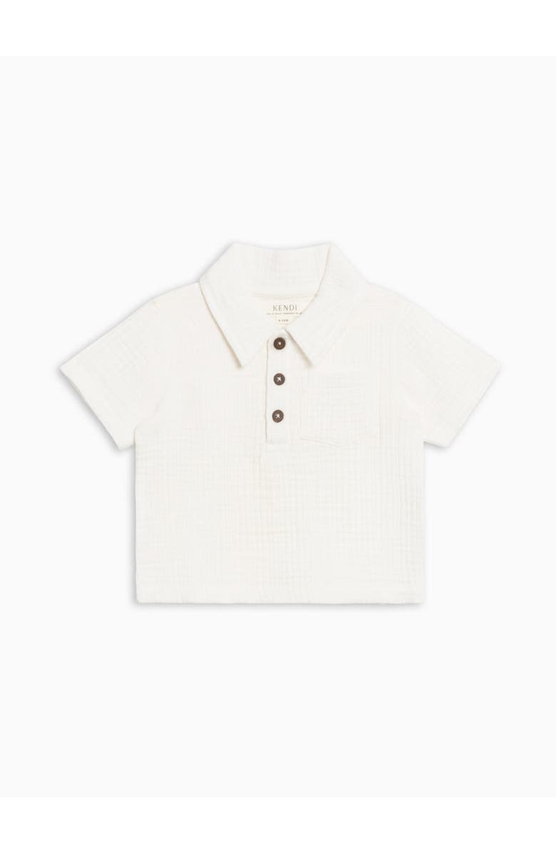 Colroed Organics Organic Ezra Muslin Henley, Alternate, color, Coconut