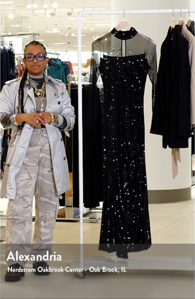 Sequin Mesh Lace Long Sleeve Gown, sales video thumbnail