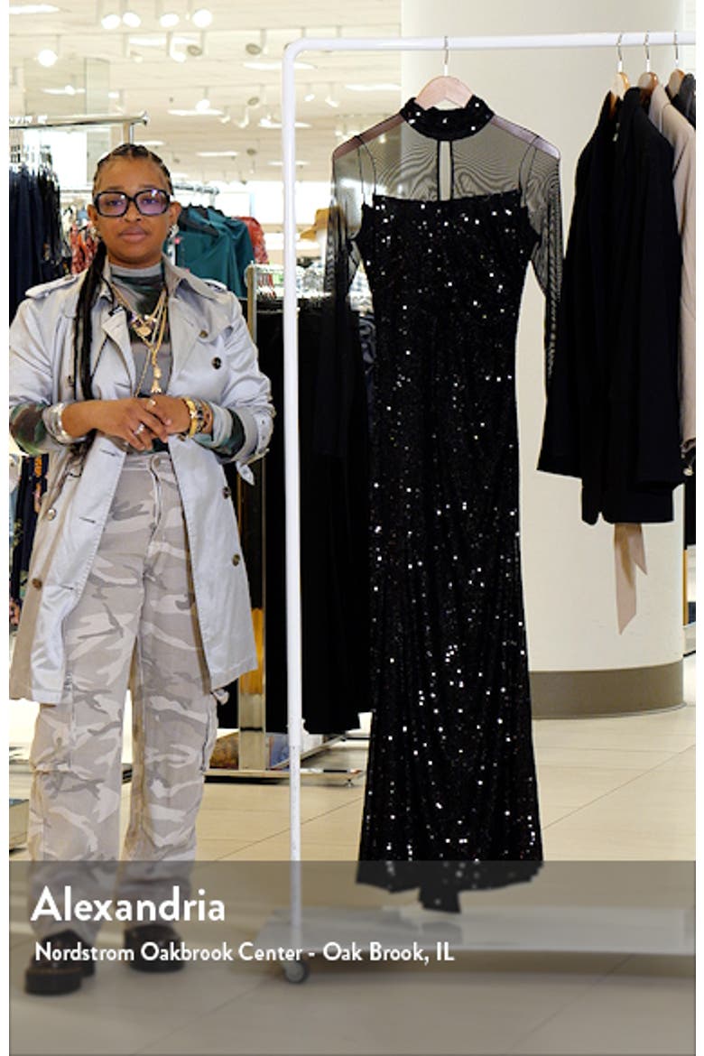 Sequin Mesh Lace Long Sleeve Gown video