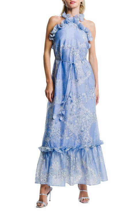 Bronya Placed Floral Halter Neck Maxi Dress