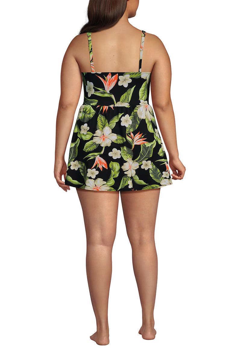 Plus Size New SlenderSuit Wrap Swim Dress Swimsuit, Alternate, color, Hibiscus Floral/Black