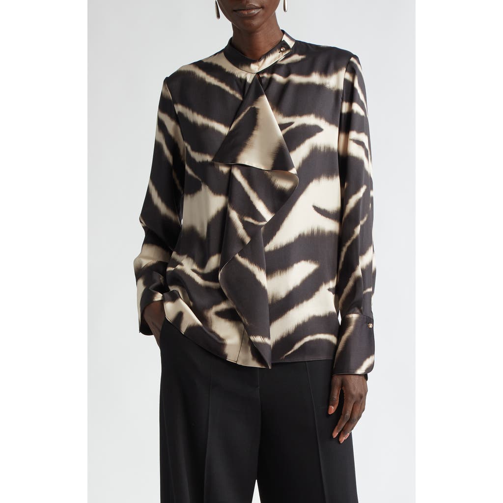 St John Long Sleeve Zebra Print Dress In Pink Blush/black Multi