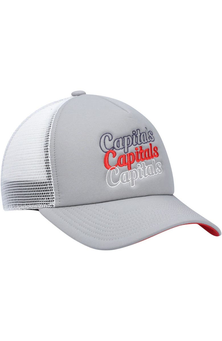 adidas Women's adidas Gray/White Washington Capitals Foam Trucker Snapback Hat, Alternate, color, Gray