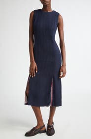 Thom Browne Textured Weave Sleeveless Midi Dress