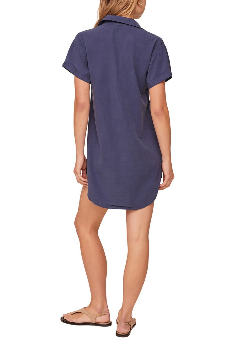 Roll Sleeve Pocket Mini Shirtdress, Alternate, color, MIDNIGHT SURF