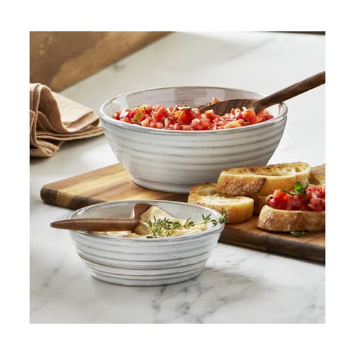 Tag Farmhouse White Ceramic Snack Bowl Dishwasher Safe Everyday Use In Gray