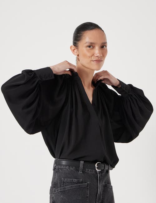 Hush Fleur Floaty Chiffon Blouse In Black