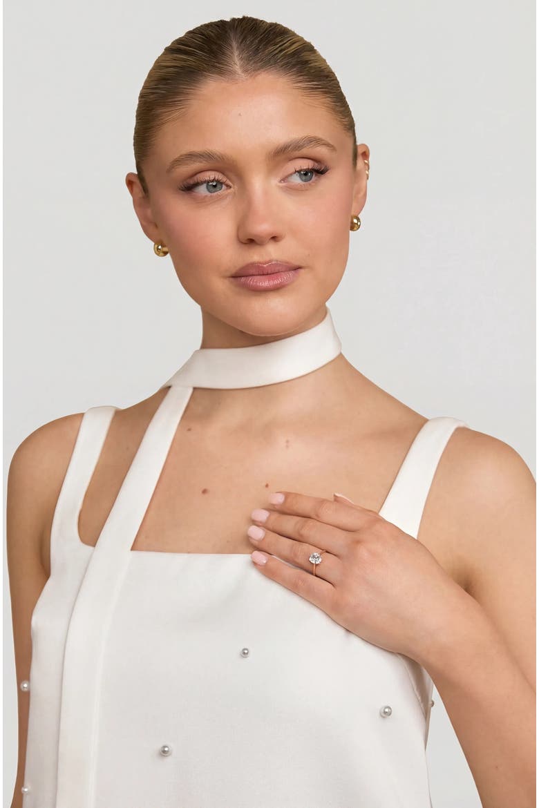 Anya Scatter Bead Mini Dress, Alternate, color, White