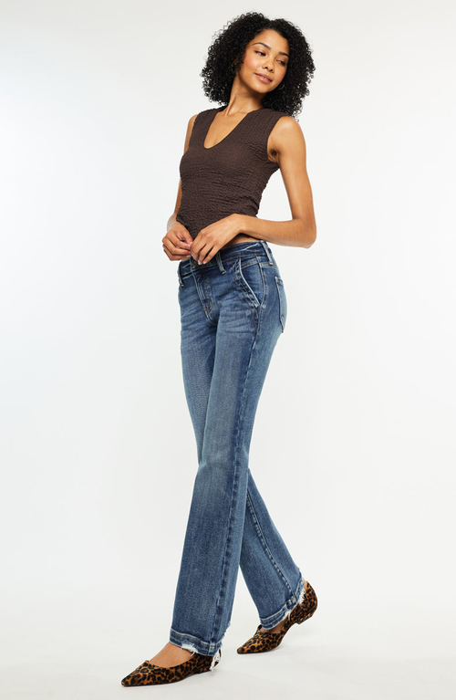 Kancan Delcie Mid Rise Bootcut Jeans In Blue