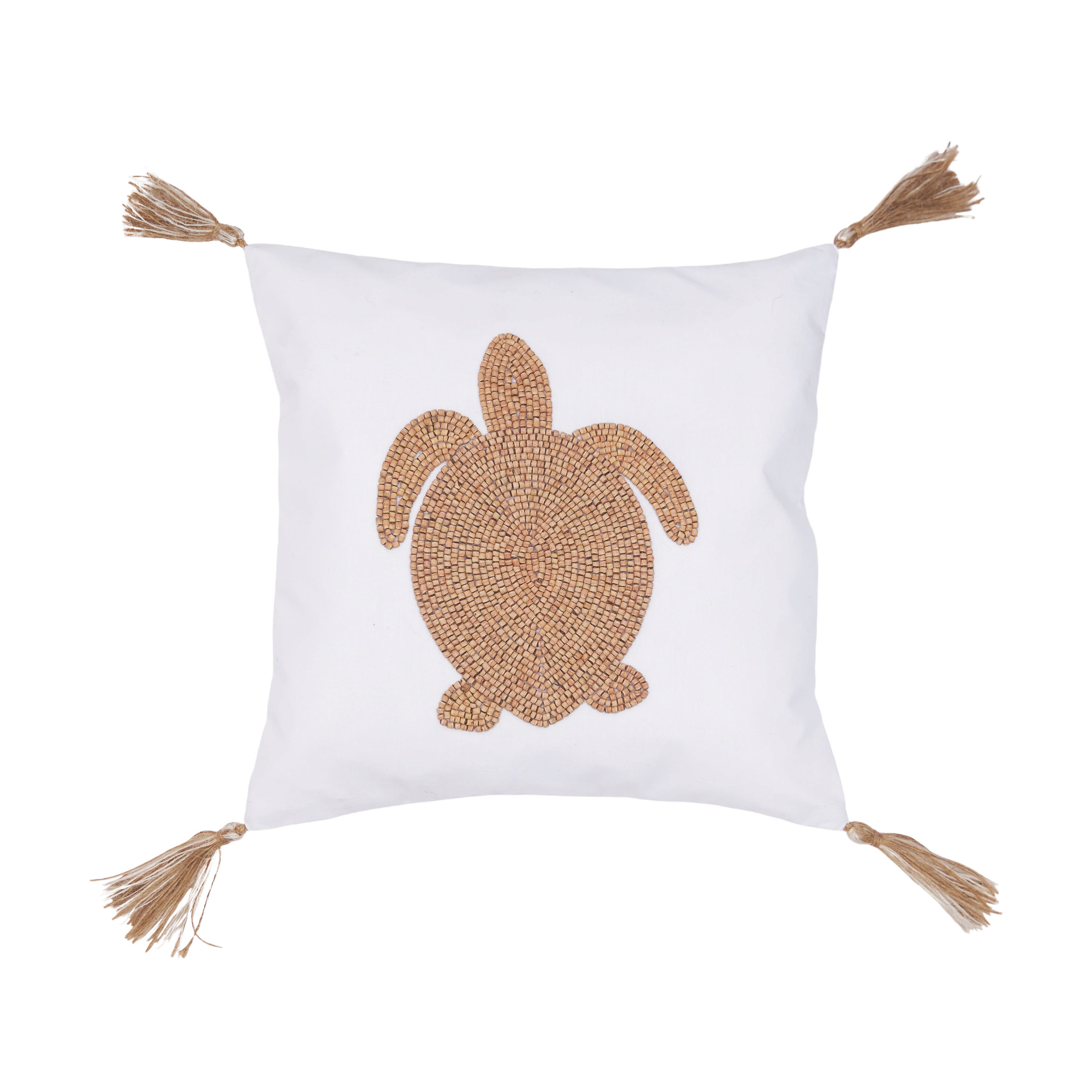 C & F Home C&f Home Turtle Handmade Wood Beaded Throw Pillow In Gold