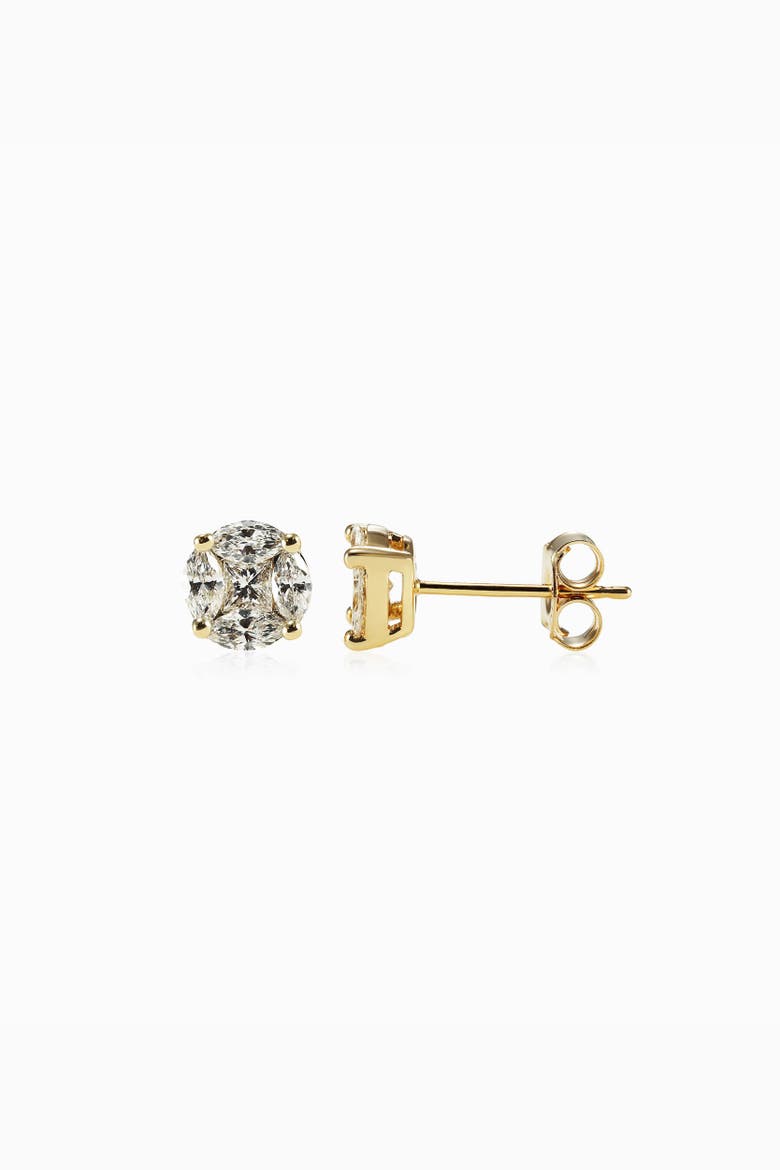 14K Gold Illusion Small Diamond Studs, Main, color, Yellow Gold - Diamonds