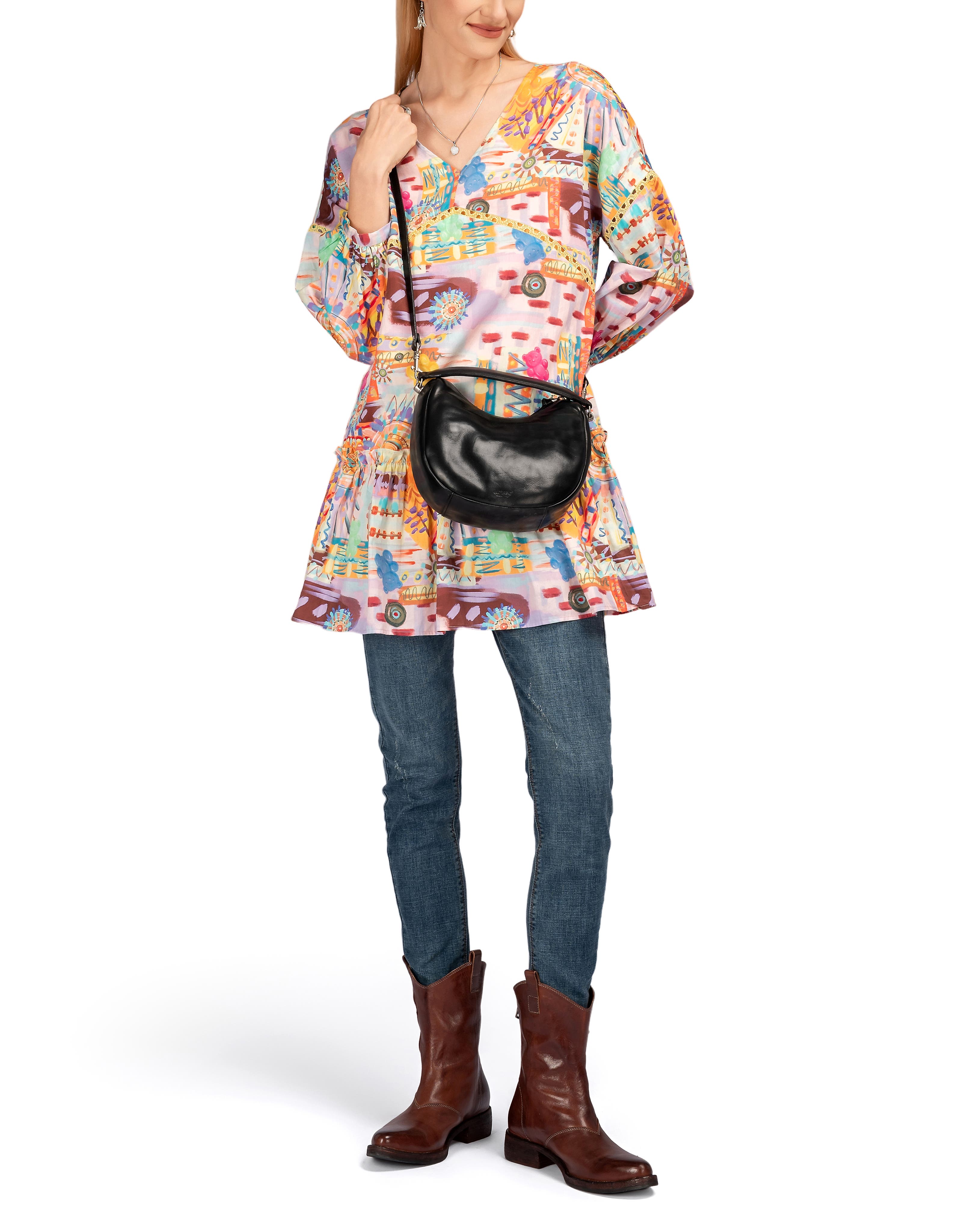 OLD TREND Dahlia Genuine Leather Soft Everyday Hobo Bag, Alternate, color, Black