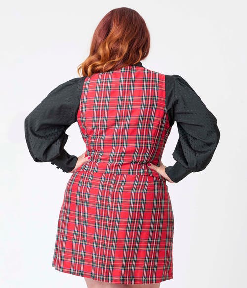 Unique Vintage Plus Size 1960s Scoop Neck Vest In Red