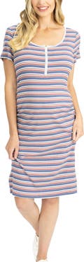 Angel Maternity Stripe Body-Con Maternity/Nursing Dress