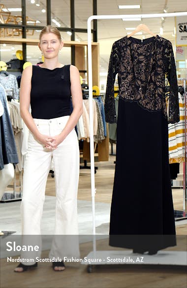 Embroidered Lace Long Sleeve Gown