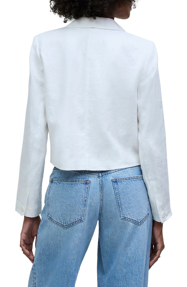 Madewell Crop Linen Blazer, Alternate, color, Eyelet White