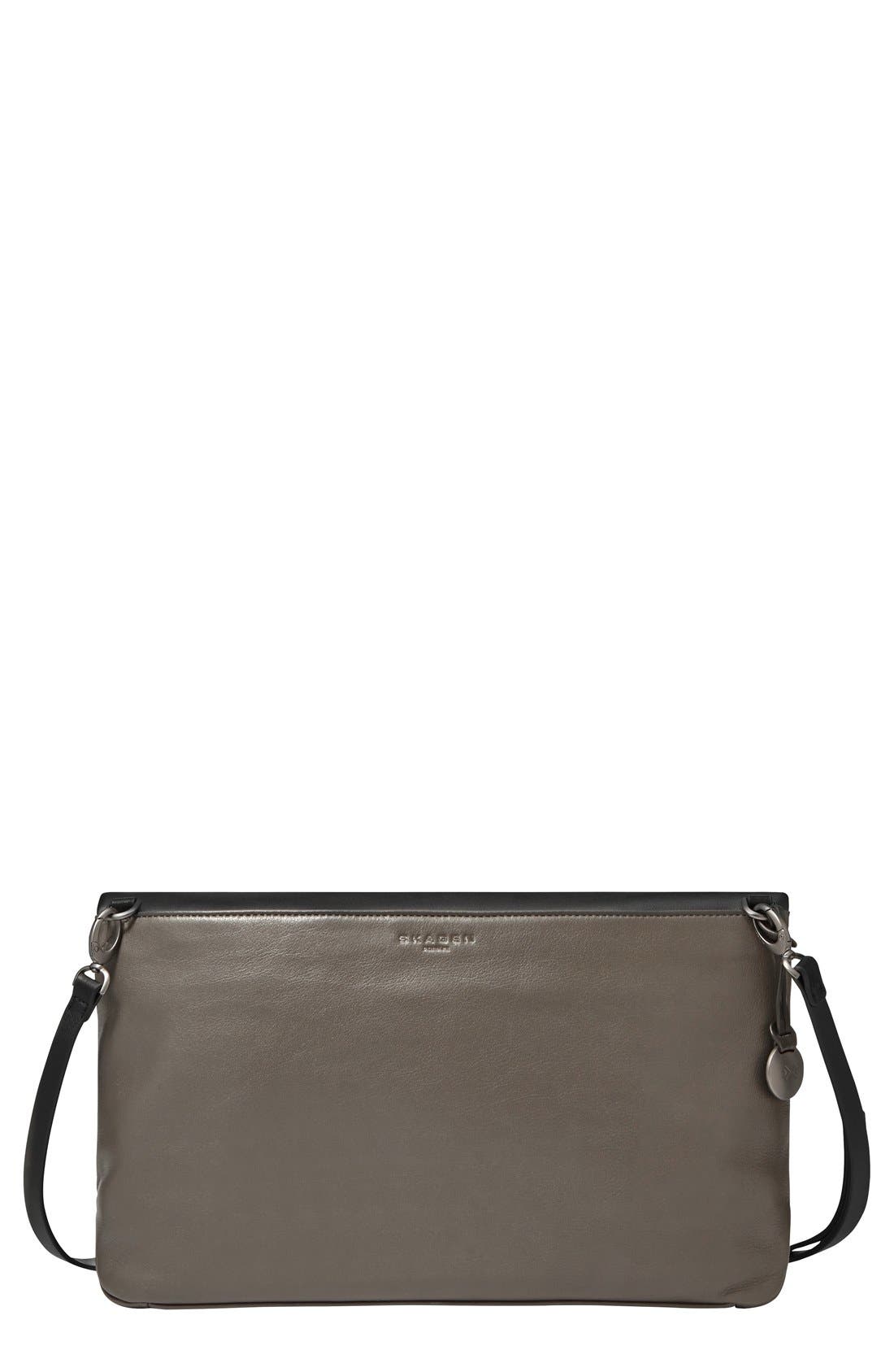 'Ella' Leather Foldover Crossbody Bag, Alternate, color, STEEL GREY