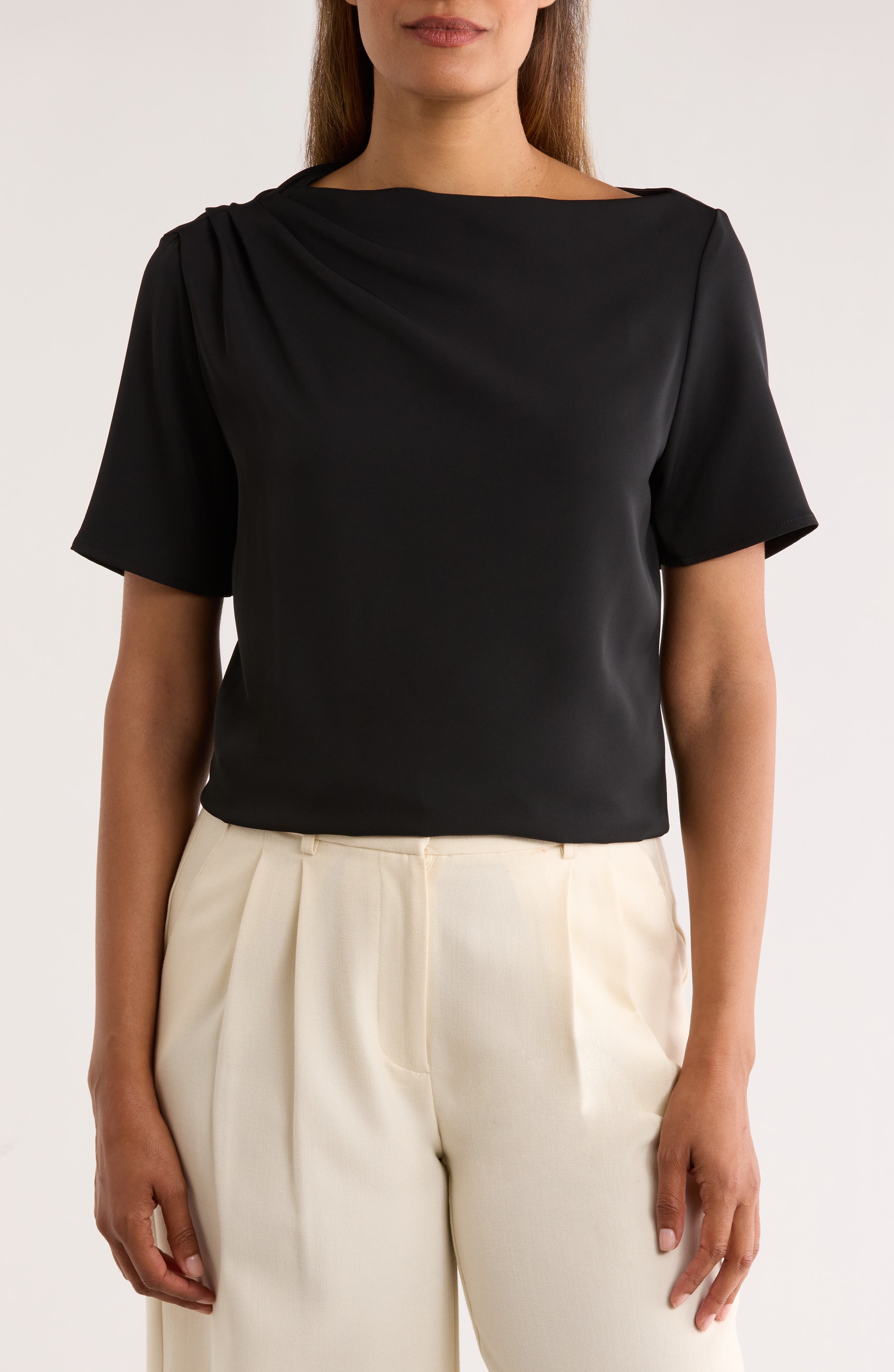 NORDSTROM RACK Pleated Shoulder Short Sleeve Top