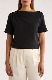 NORDSTROM RACK Pleated Shoulder Short Sleeve Top