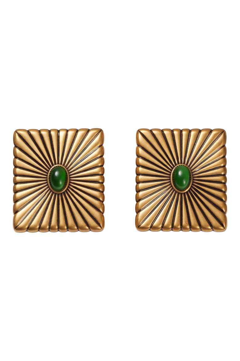 Cabochon Earrings, Main, color, GOLD 82 GREEN