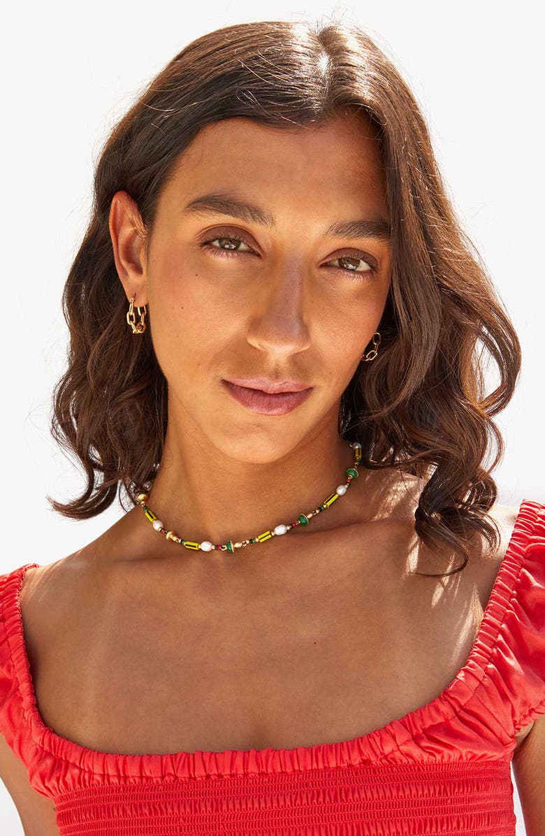 Clare V. Beaded Necklace, Alternate, color, Gold Multi