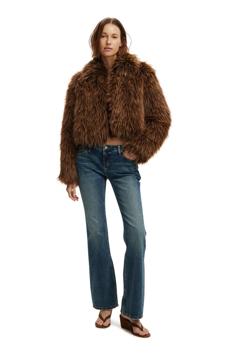 Cotton On Women's Gigi Faux Fur Jacket, Alternate, color, Walnut