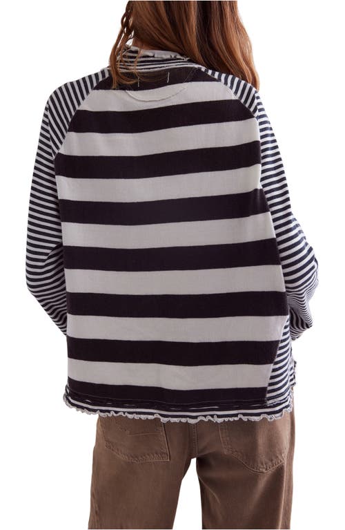 Free People Punk Playful Stripe Long Sleeve T-shirt In Gray