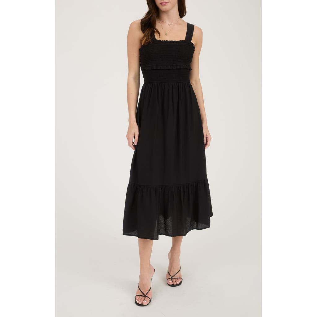BLU PEPPER BLU PEPPER BOW TIE SMOCKED MIDI SUNDRESS