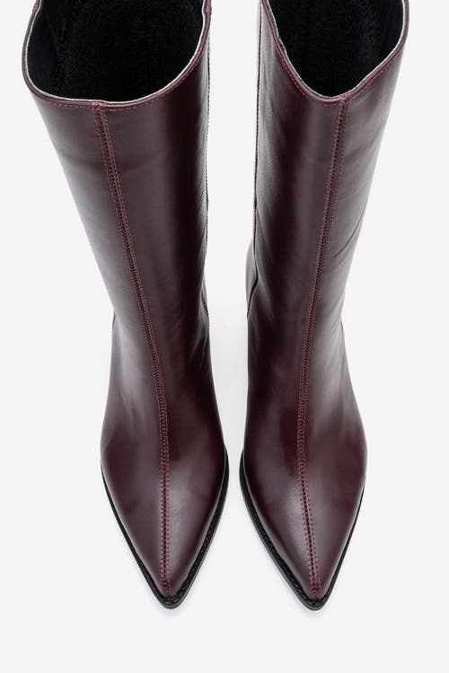 Forever & Always Shoes Juana Leather Pointed Toe Boot In Burgundy
