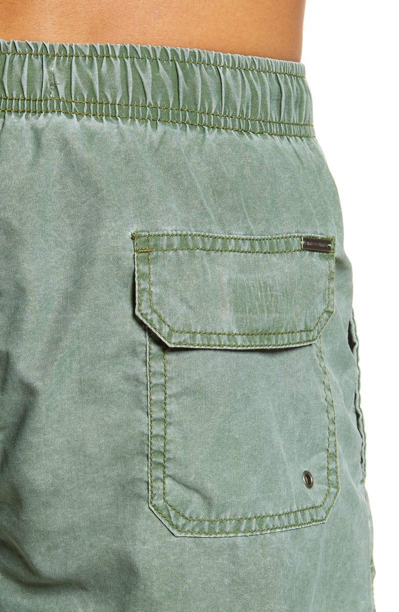 Vintage Summer Solid Washed Nylon Swim Trunks, Alternate, color, 