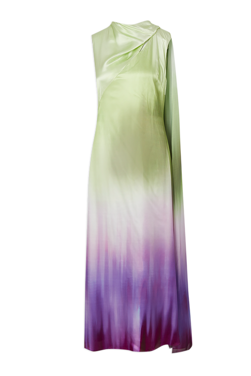 Karen Millen Ombre Satin Cape Midi Dress In Multi