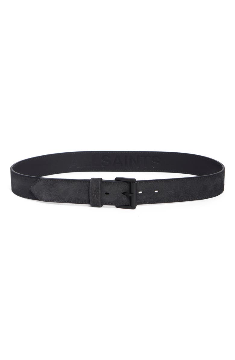 AllSaints Burnished Suede Belt, Main, color, Raven Grey / Matte Black 020