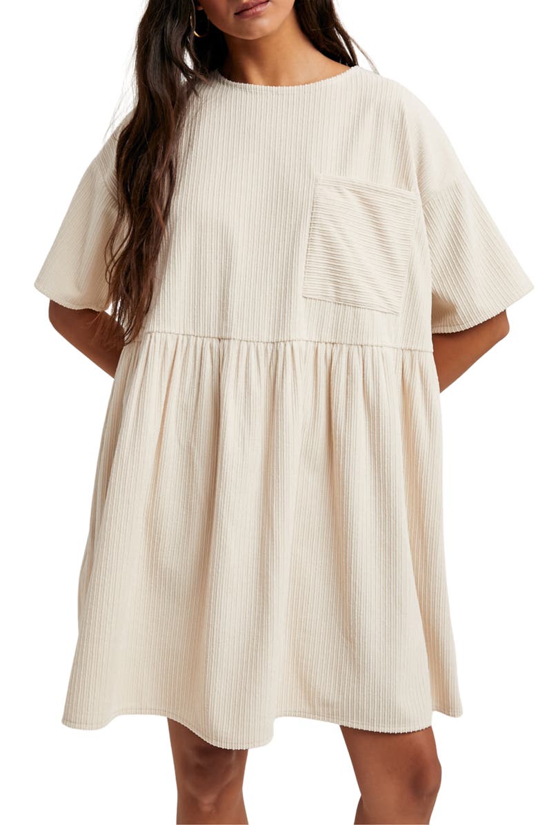 WISHLIST Corduroy Shift Minidress, Main, color, Ecru