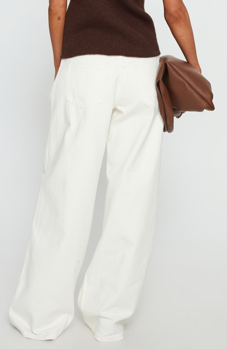 Princess Polly Ramos Low Rise Wide Leg Jeans, Alternate, color, White