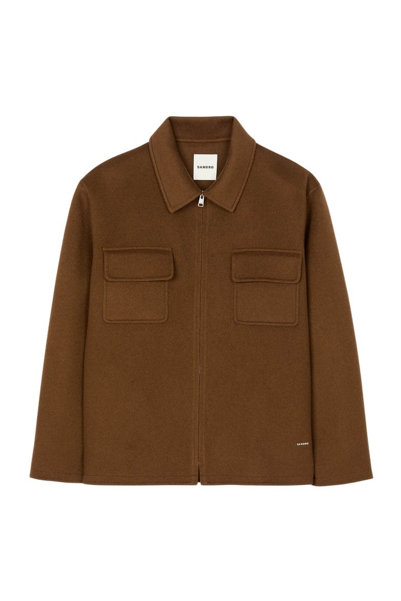 Zipped overshirt, Alternate, color, Tobacco brown