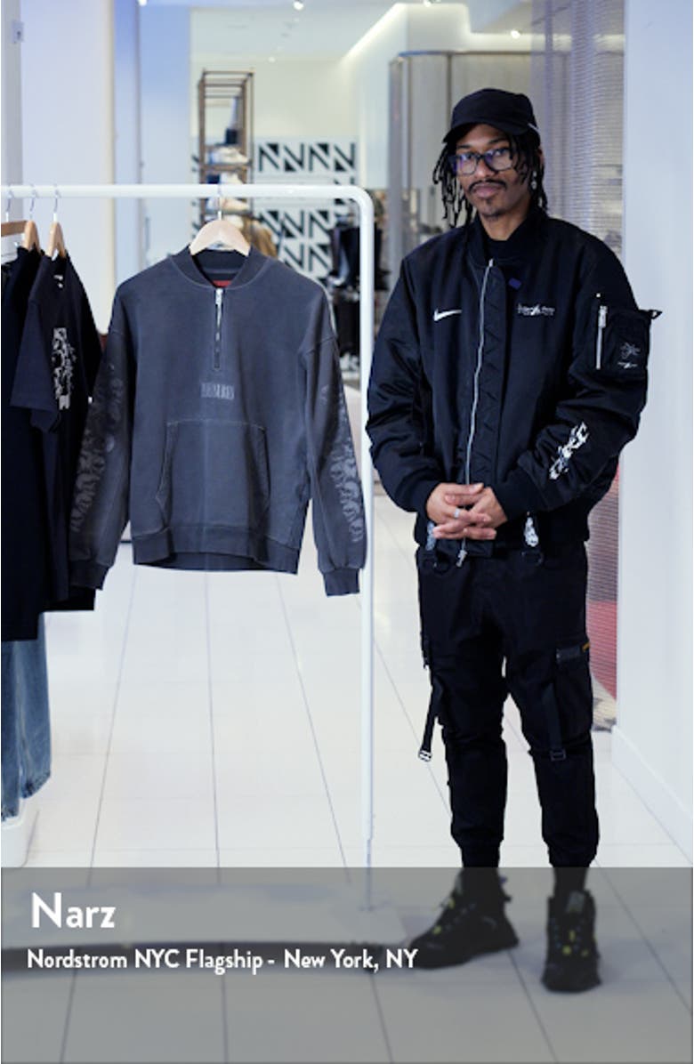 PLEASURES Skull Spiral Oversize Quarter Zip Sweatshirt | Nordstrom