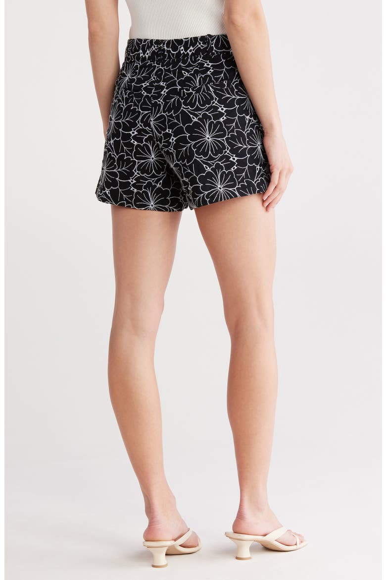Floral Embroidered Shorts, Alternate, color, BLACK/ WHITE EMBROIDERY