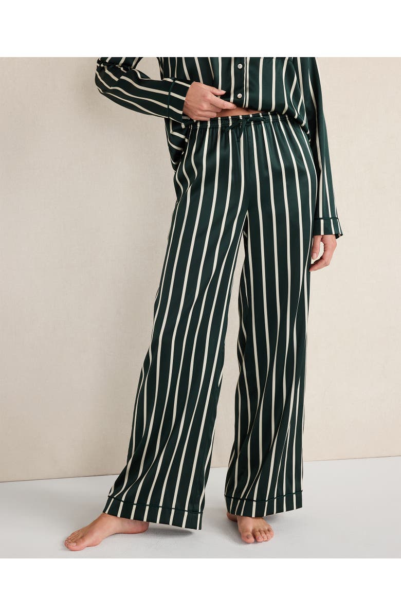 Haven Well Within Washable Silk Pinstripe Pajama Pants, Main, color, Hunter Multi Pinstripe