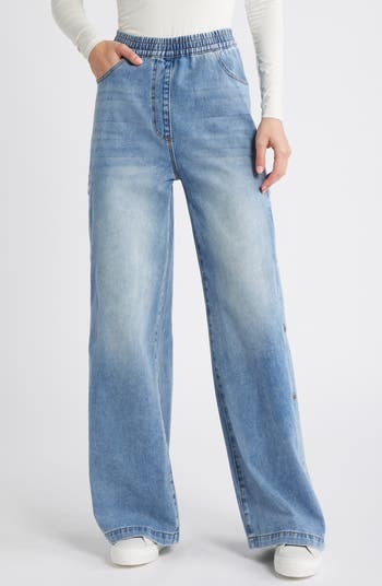 Steve Madden Keenie Side Snap Pull On Denim Pants | Nordstrom