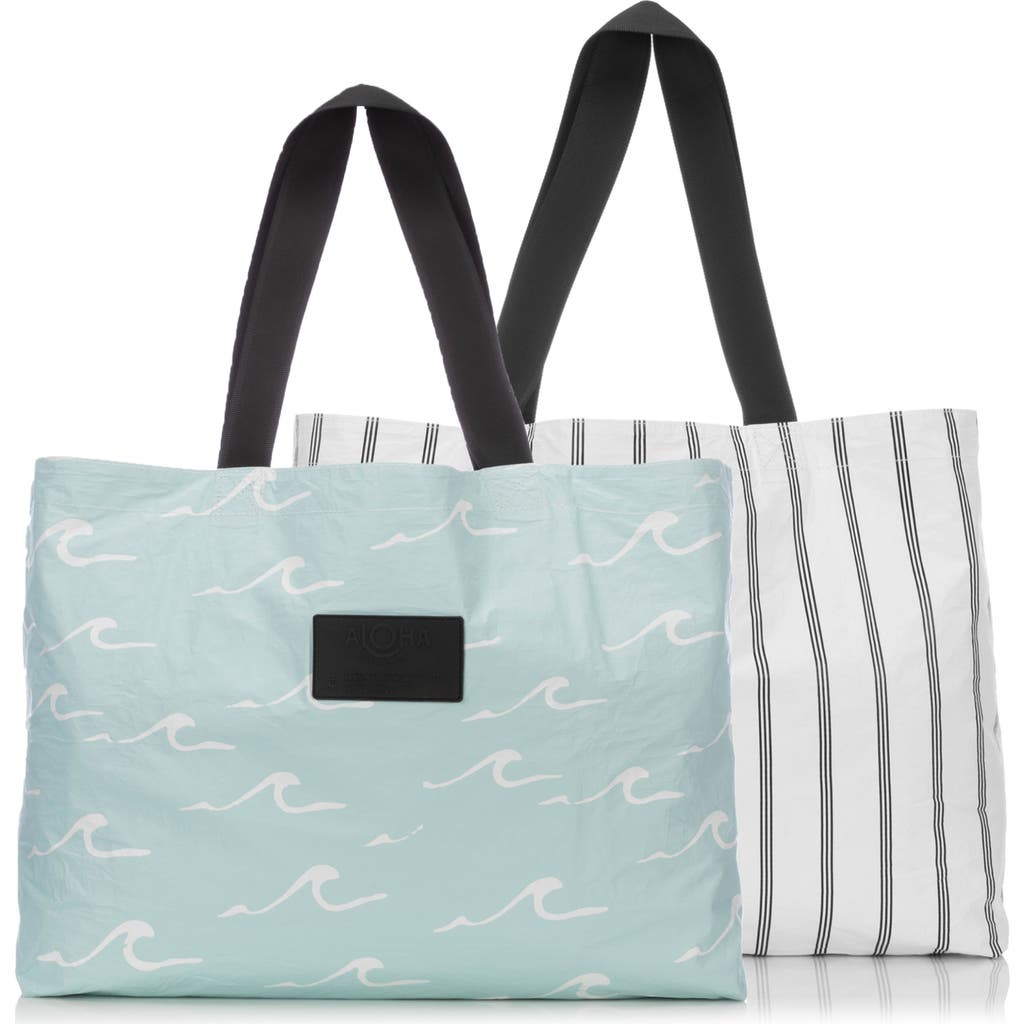 Aloha Collection Seaside Holo Holo Reversible Water Resistant Tyvek® Tote In White