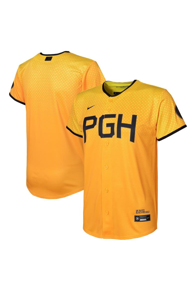 Preschool Nike  Gold Pittsburgh Pirates City Connect Replica Jersey, Main, color, Gold