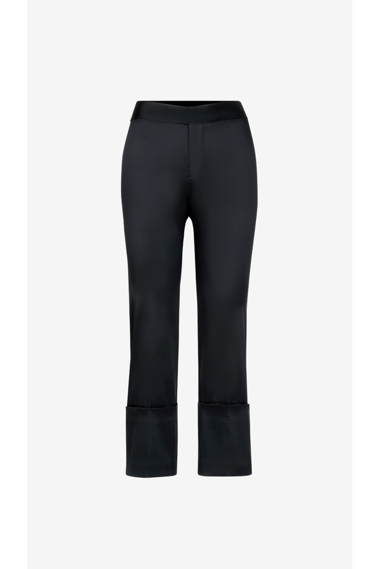 Tuxedo Cuffed Flood Pant, Alternate, color, Black Satin