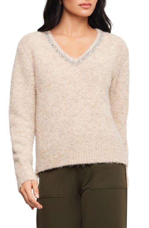 Ash Embellished V-Neck Sweater