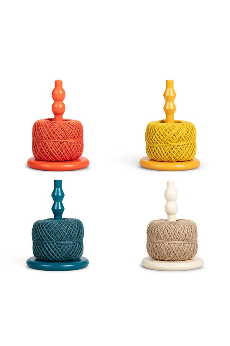 Wooden Twine Holder with Jute Ball, Alternate, color, Petrol Blue