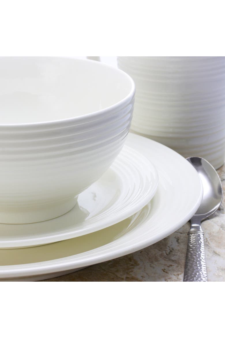 Amelia Court 16 Piece Dinnerware Set   Embossed, Alternate, color, White