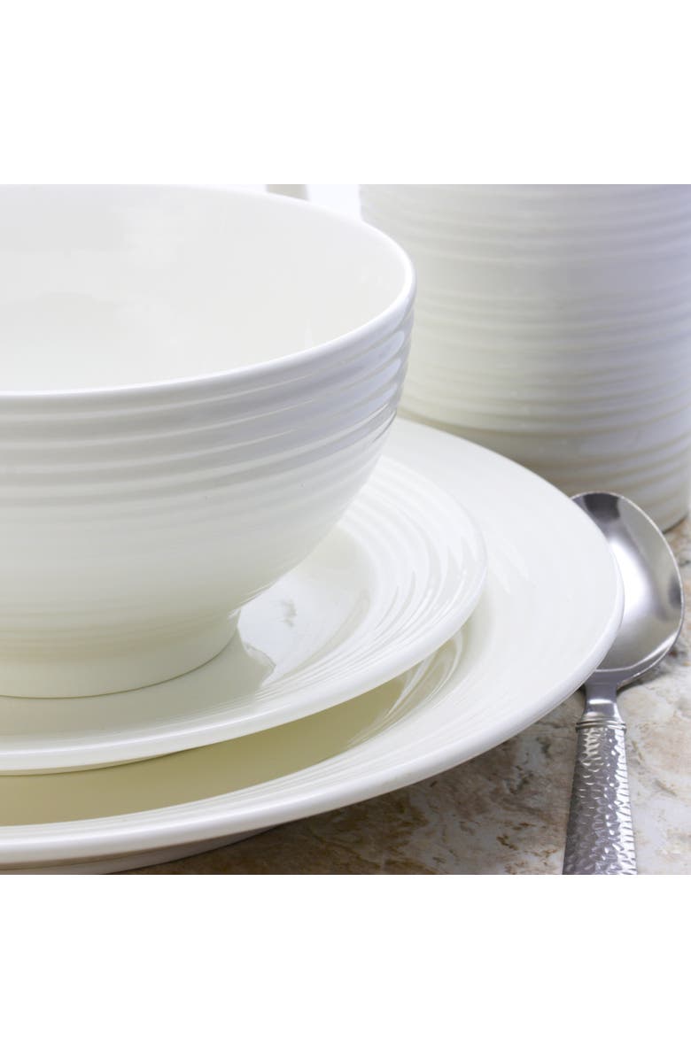 Gibson Home Amelia Court 16 Piece Dinnerware Set Embossed, Alternate, color, White