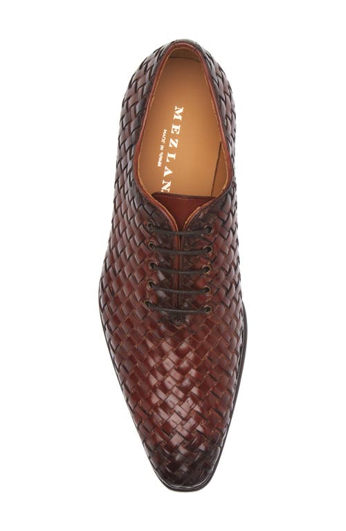 Mezlan Woven Perforated Wholecut Shoe In Medium Brown